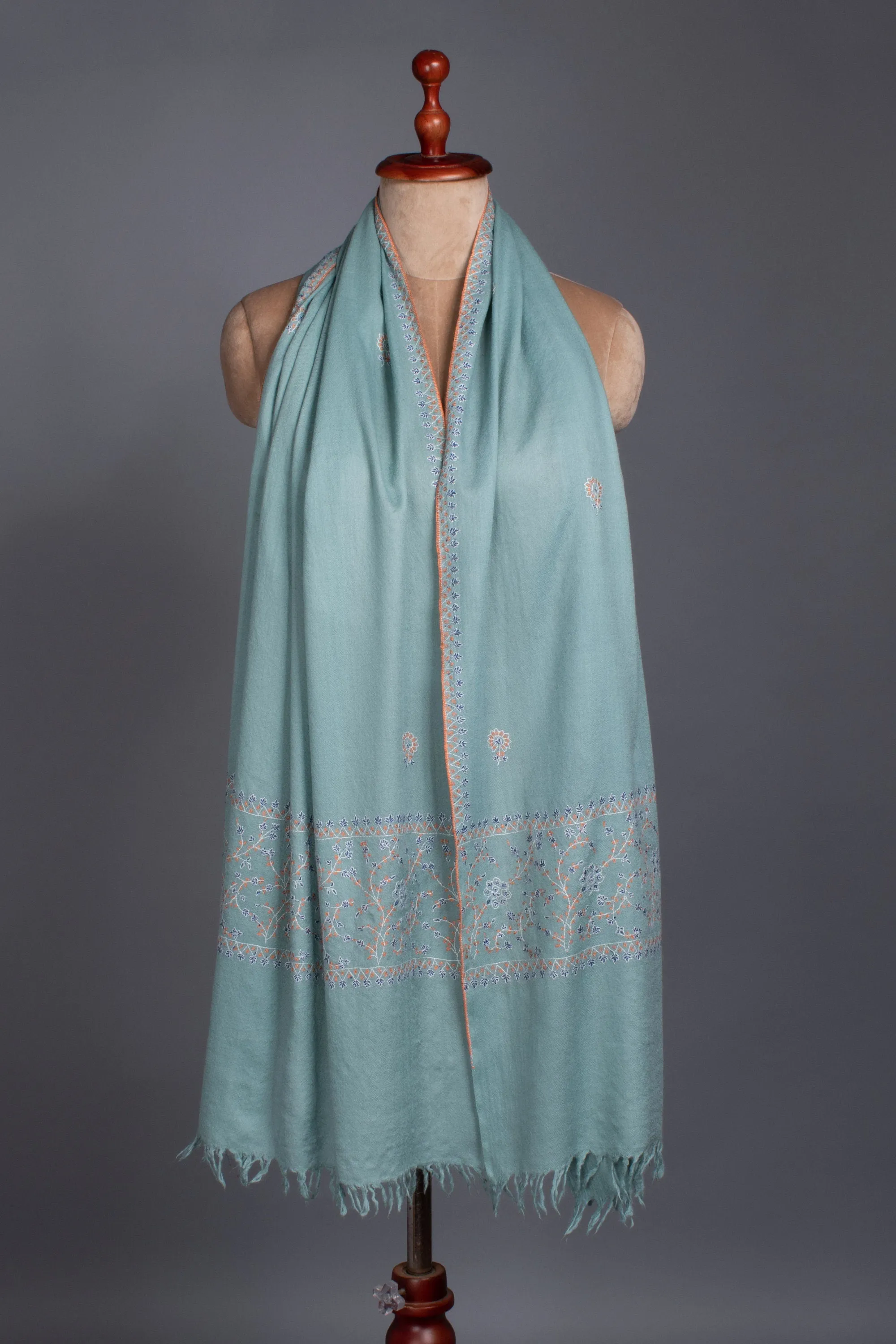 Silk Wool Shawls, Kashmiri Embroidery, Hand Embroidery, Merino Scarves, Soft Wraps, Budget Scarves, 28x80" - AVALON