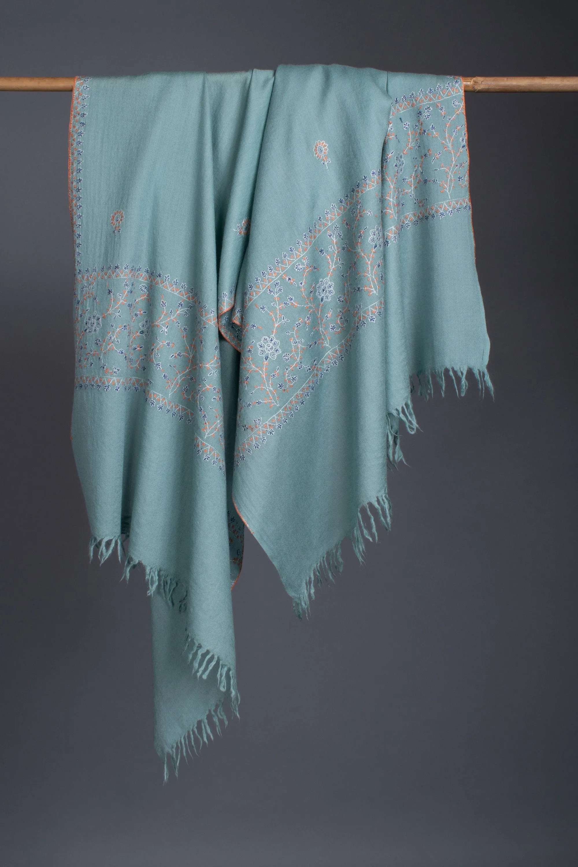 Silk Wool Shawls, Kashmiri Embroidery, Hand Embroidery, Merino Scarves, Soft Wraps, Budget Scarves, 28x80" - AVALON