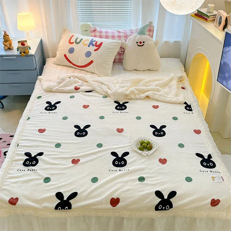 SINOTAO  -  Cartoon Lamb Fleece Office Nap Soft Shawl Blanket Warm Household Air Conditioning Sofa Cover Blanket All Seasons Universal