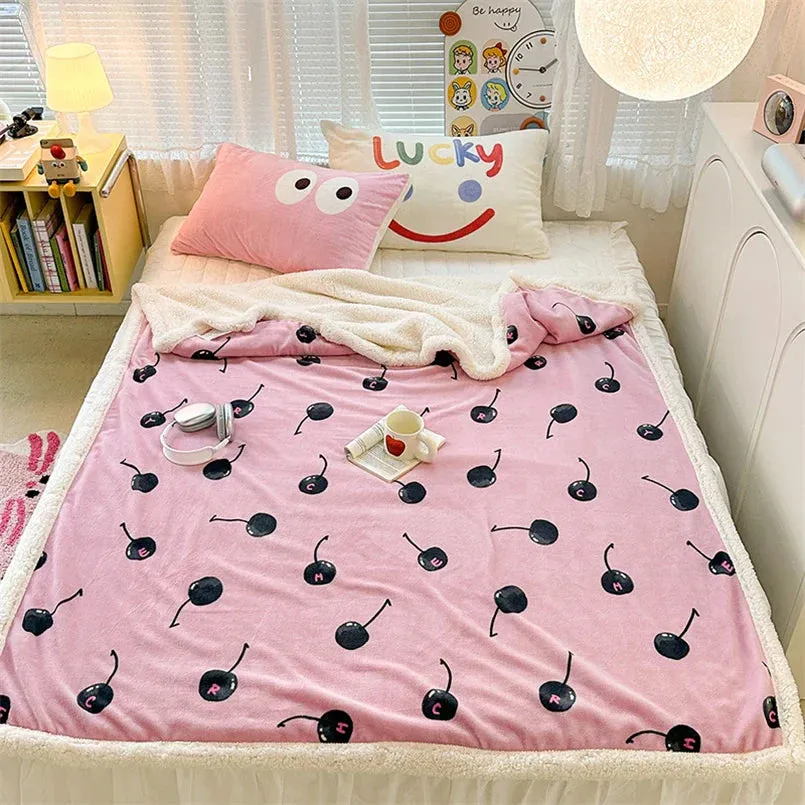 SINOTAO  -  Cartoon Lamb Fleece Office Nap Soft Shawl Blanket Warm Household Air Conditioning Sofa Cover Blanket All Seasons Universal