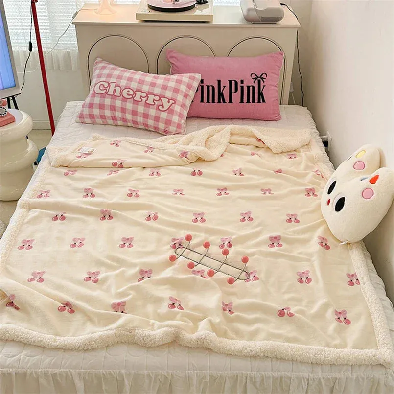 SINOTAO  -  Cartoon Lamb Fleece Office Nap Soft Shawl Blanket Warm Household Air Conditioning Sofa Cover Blanket All Seasons Universal