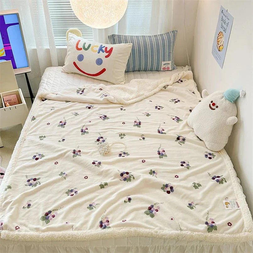 SINOTAO  -  Cartoon Lamb Fleece Office Nap Soft Shawl Blanket Warm Household Air Conditioning Sofa Cover Blanket All Seasons Universal