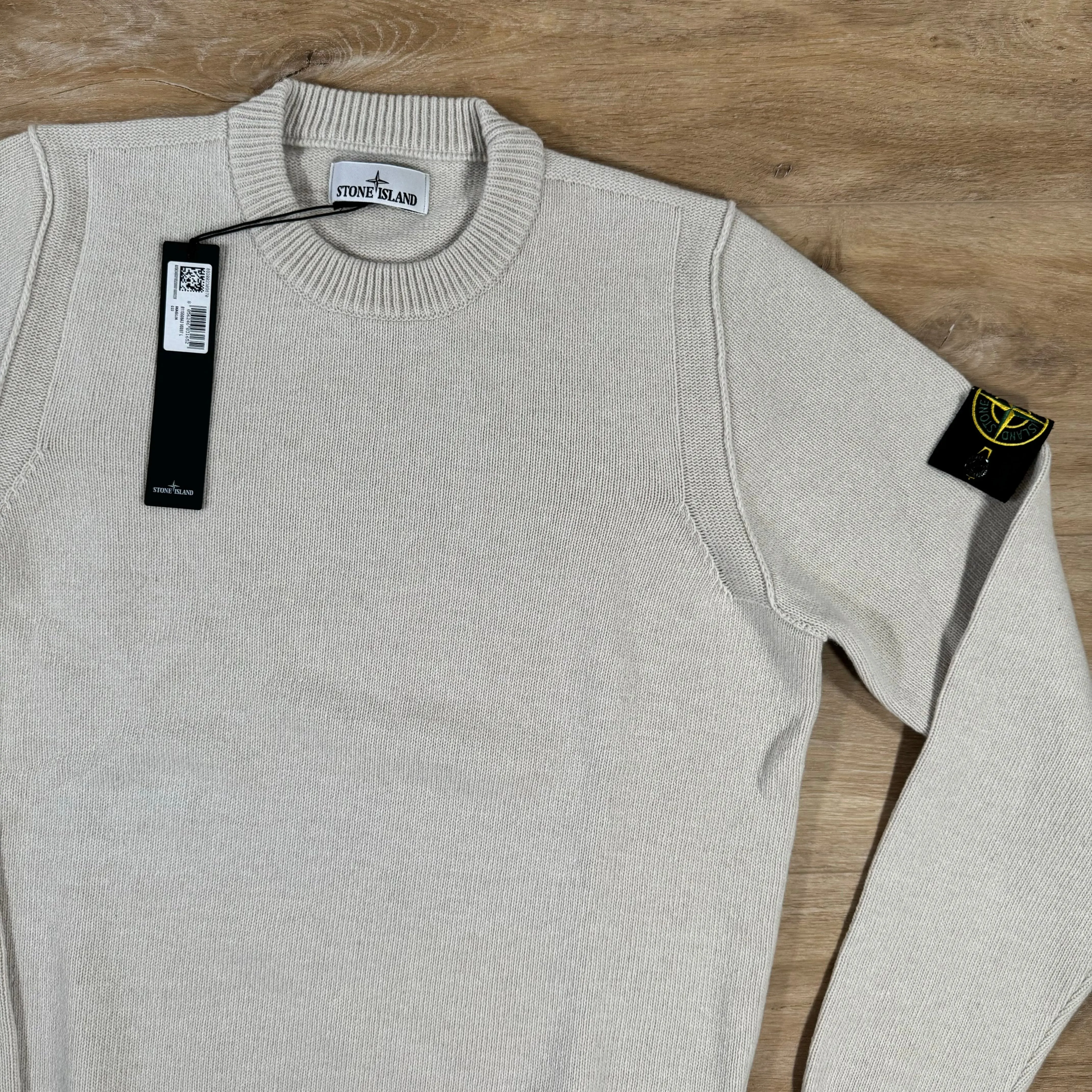 Stone Island Lambswool Crewneck Sweatshirt in Plaster