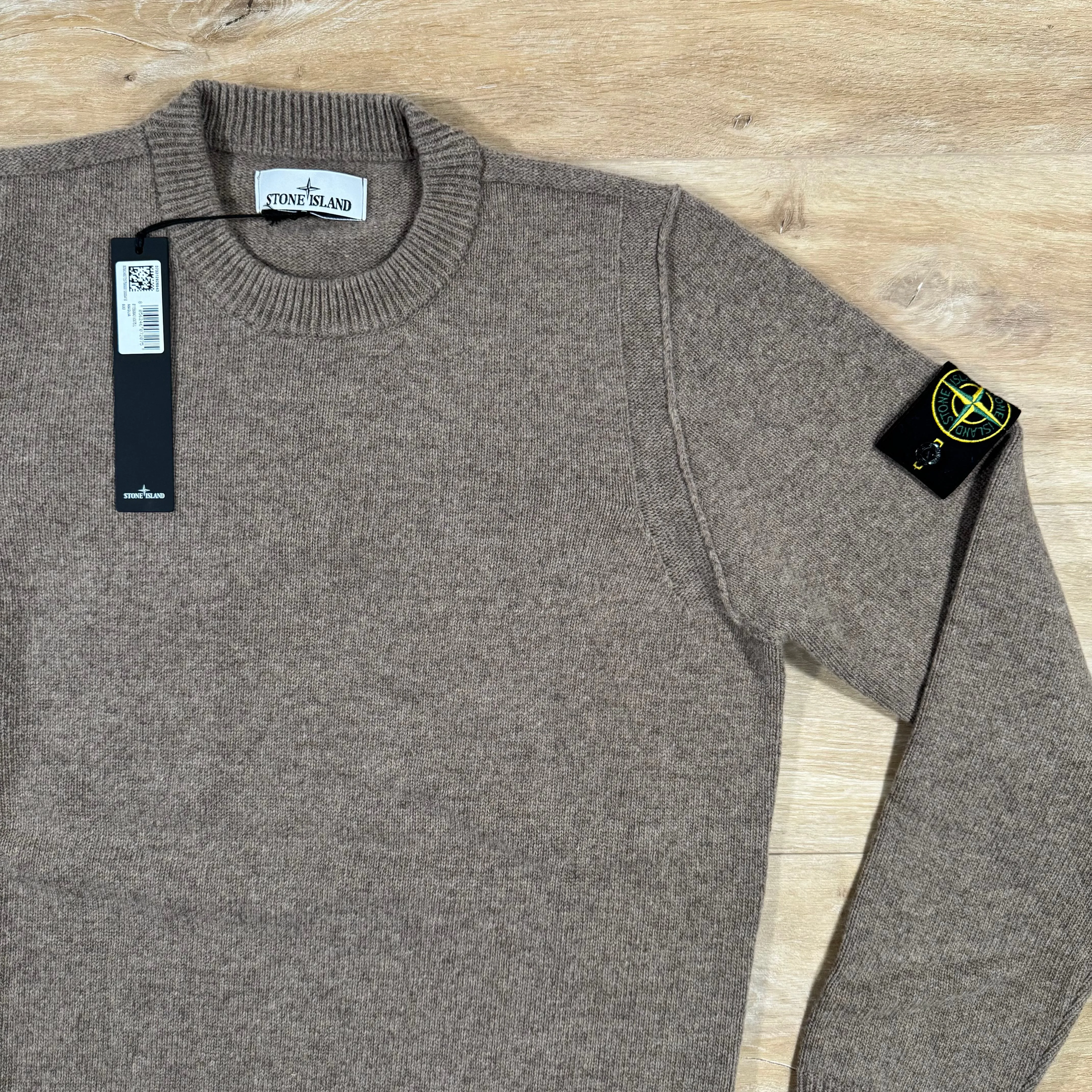 Stone Island Lambswool Crewneck Sweatshirt in Walnut Brown