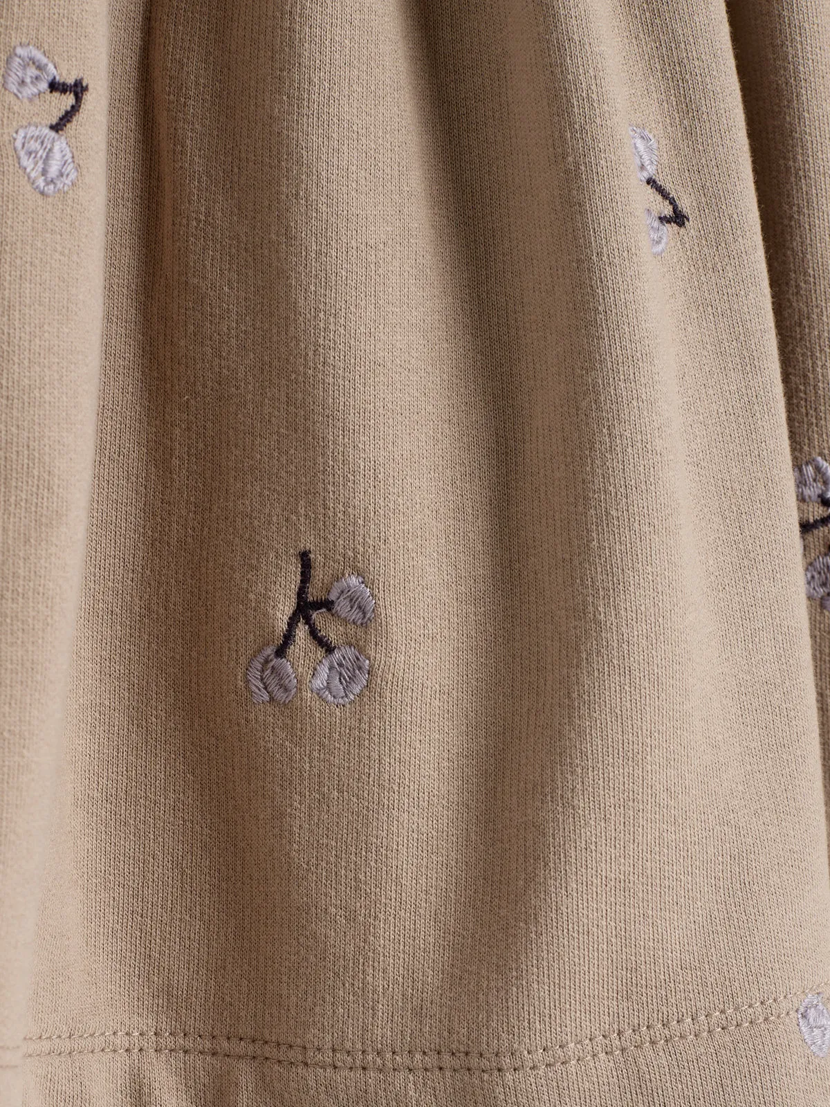 Sweat Skirt w. Embroidery - Kids - Dark Beige