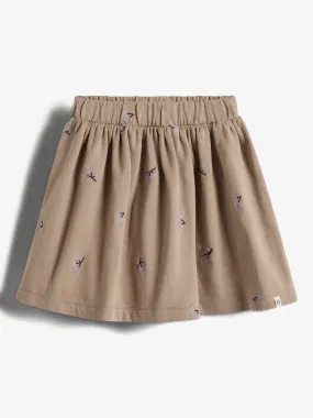 Sweat Skirt w. Embroidery - Kids - Dark Beige