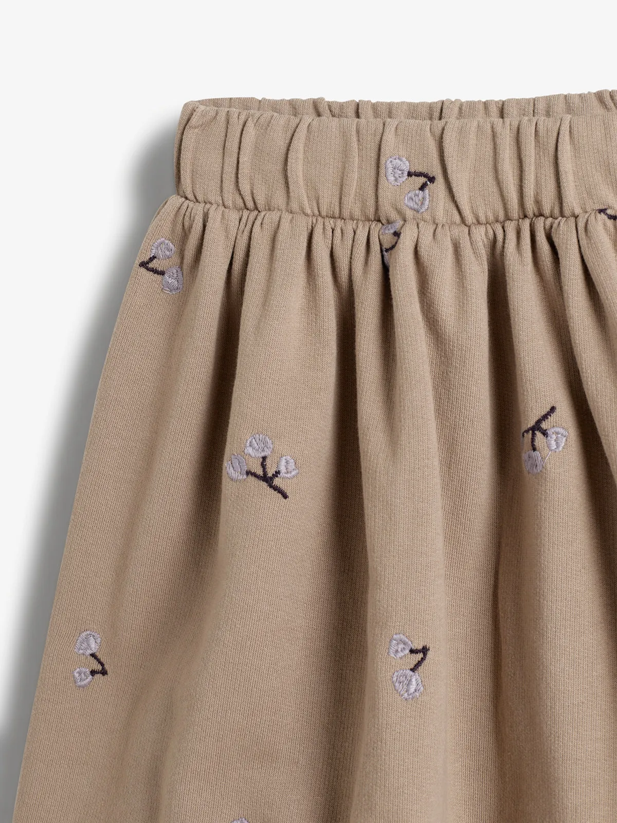 Sweat Skirt w. Embroidery - Kids - Dark Beige