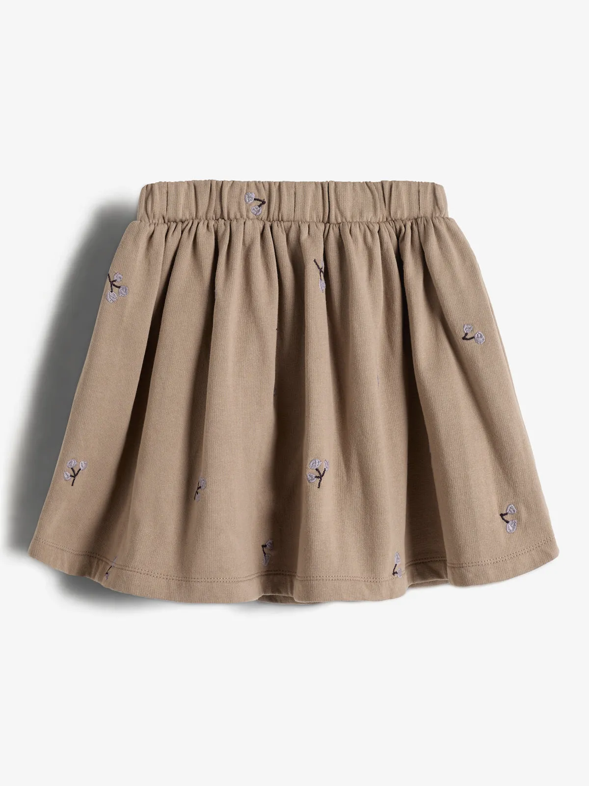 Sweat Skirt w. Embroidery - Kids - Dark Beige