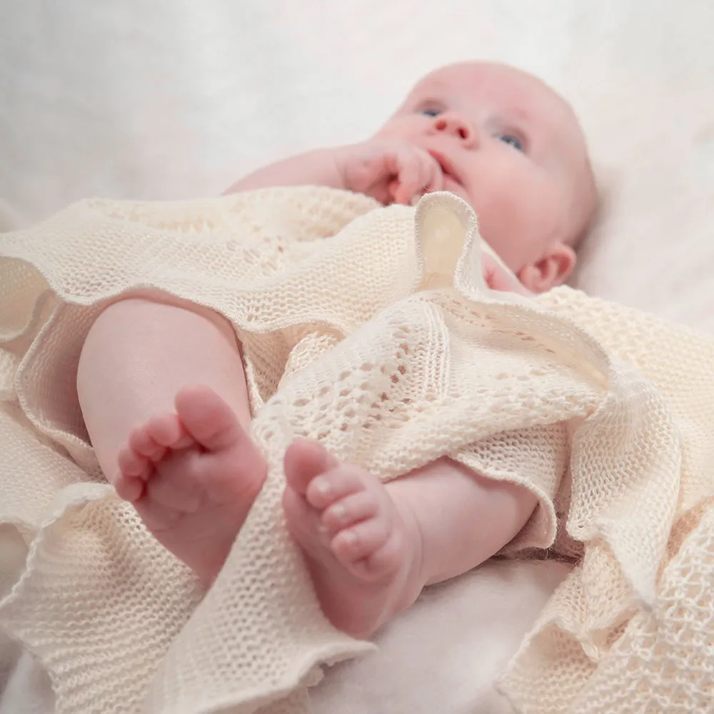 Teddy Alphabet Baby Shawl - Cream