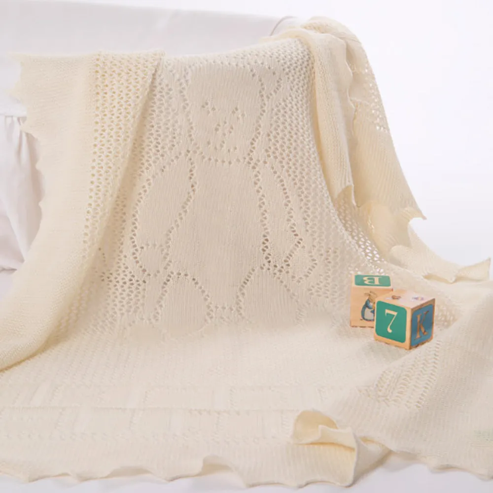 Teddy Alphabet Baby Shawl - Cream