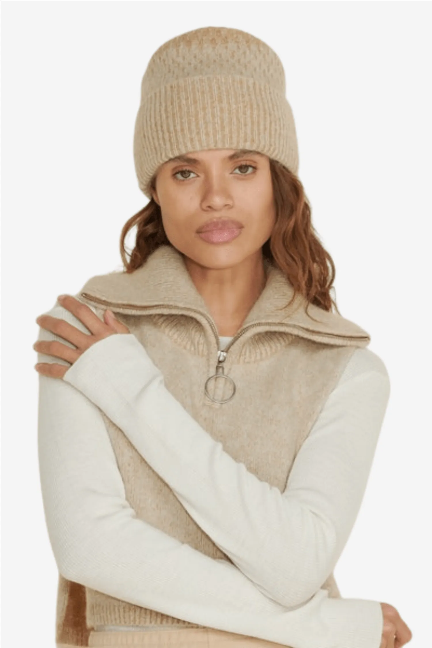 Tine Knit Beanie Sand Mix