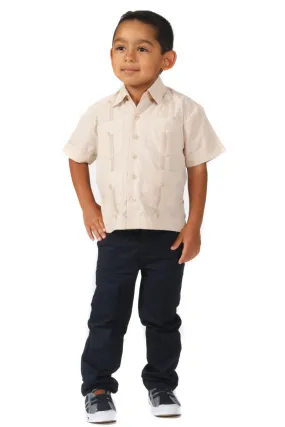 Toddler Boys Cotton Blend Guayabera Shirt Short Sleeve by Mojito Collection 0T-4T