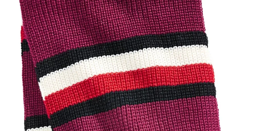 Tommy Hilfiger Men's Back Bay Cardigan Knit Striped Marled Scarf Red Size Regular