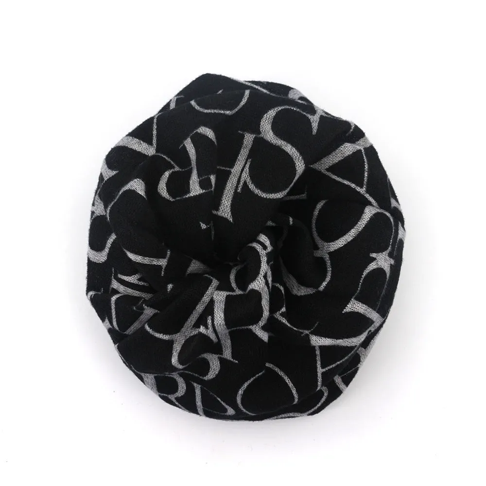 Trendy Letter Print Slouchy Beanie Stylish Unisex Warm Skull Cap