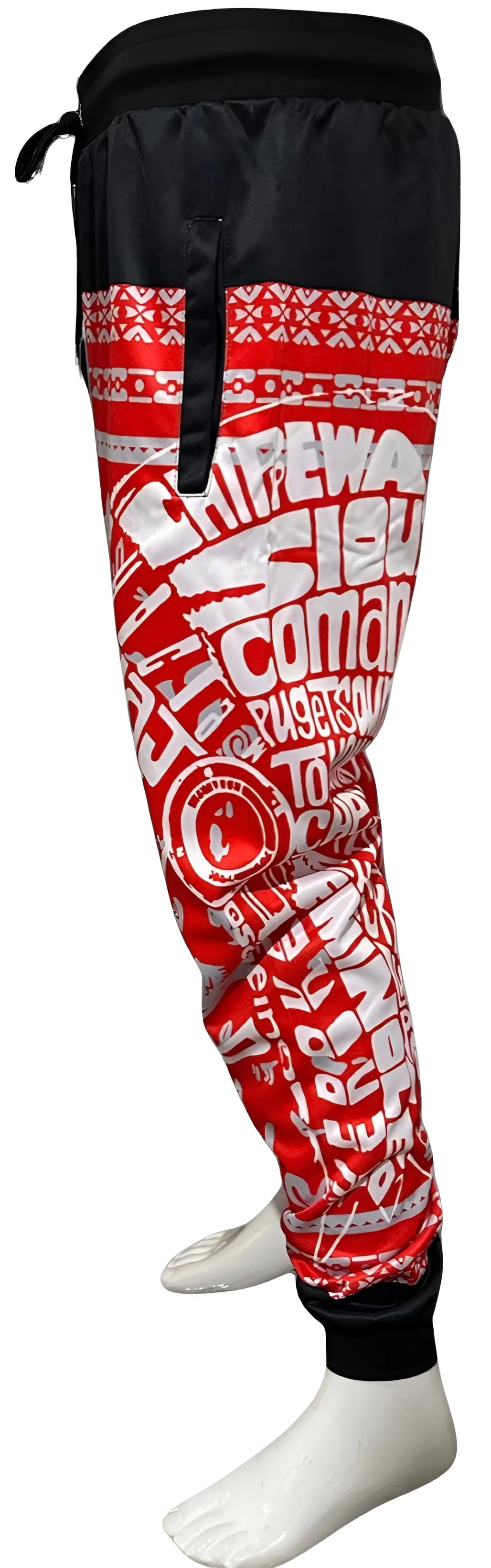 ^TRIBE VIBES^ (RED-GREY-BLACK-WHITE) JOGGER SWEATPANTS