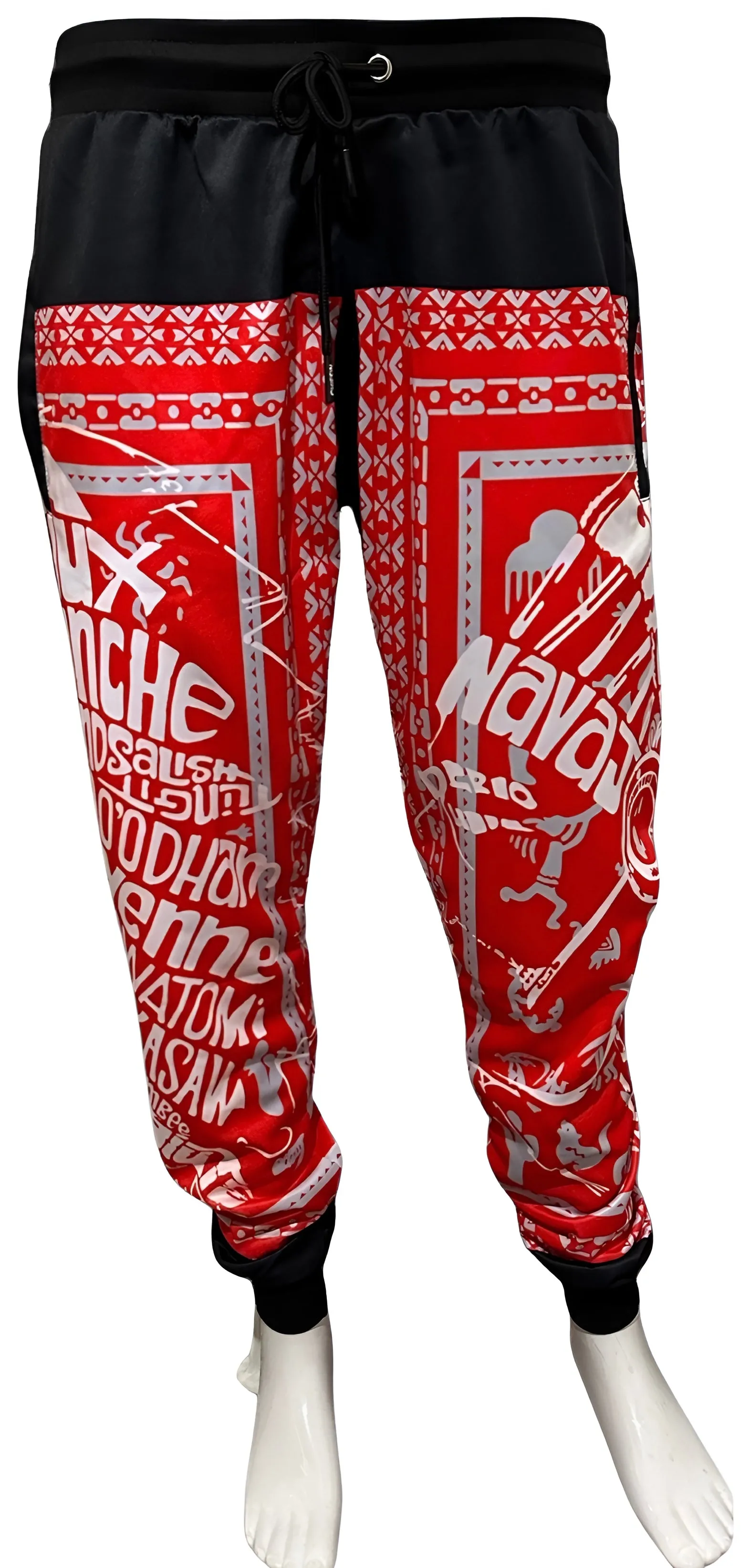 ^TRIBE VIBES^ (RED-GREY-BLACK-WHITE) JOGGER SWEATPANTS