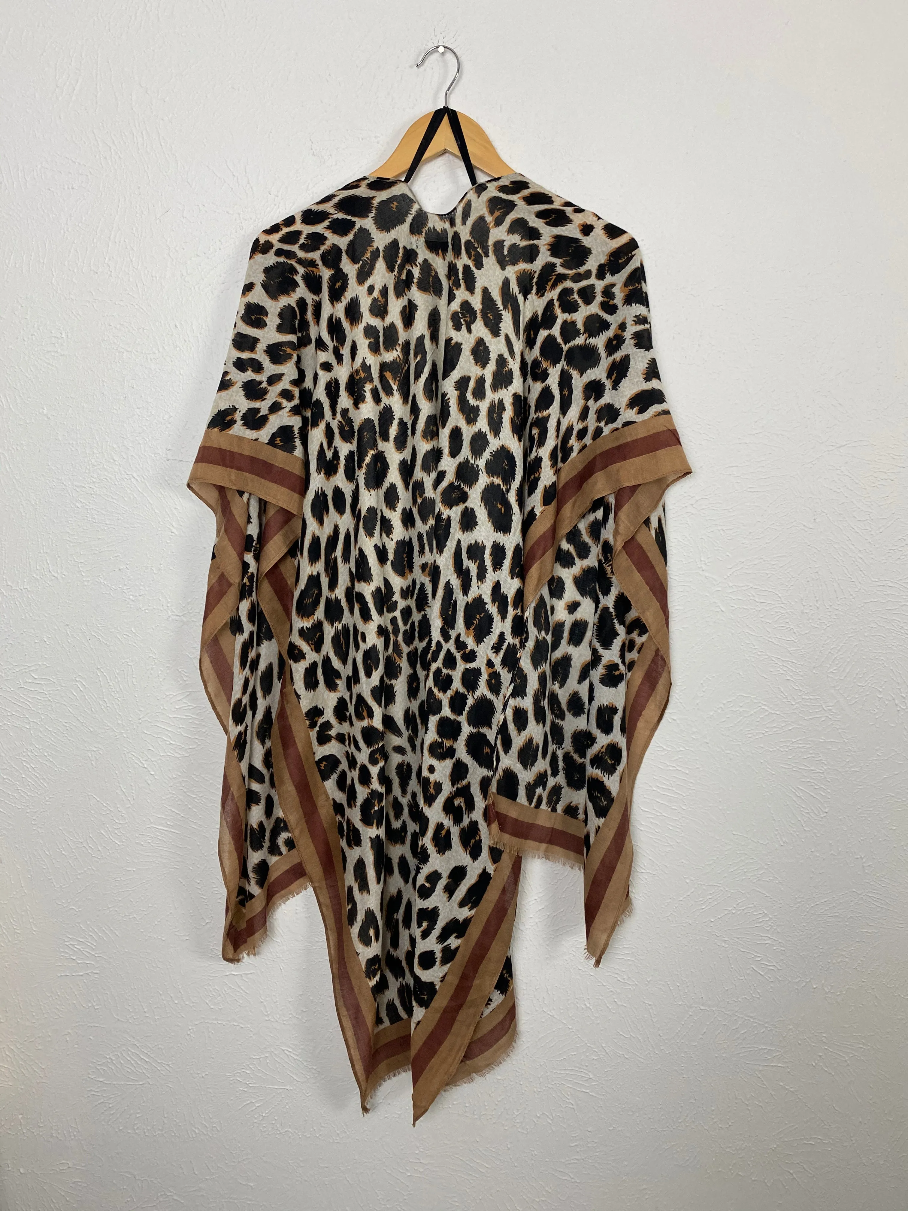 Twig & Arrow Leopard Print Open Shawl