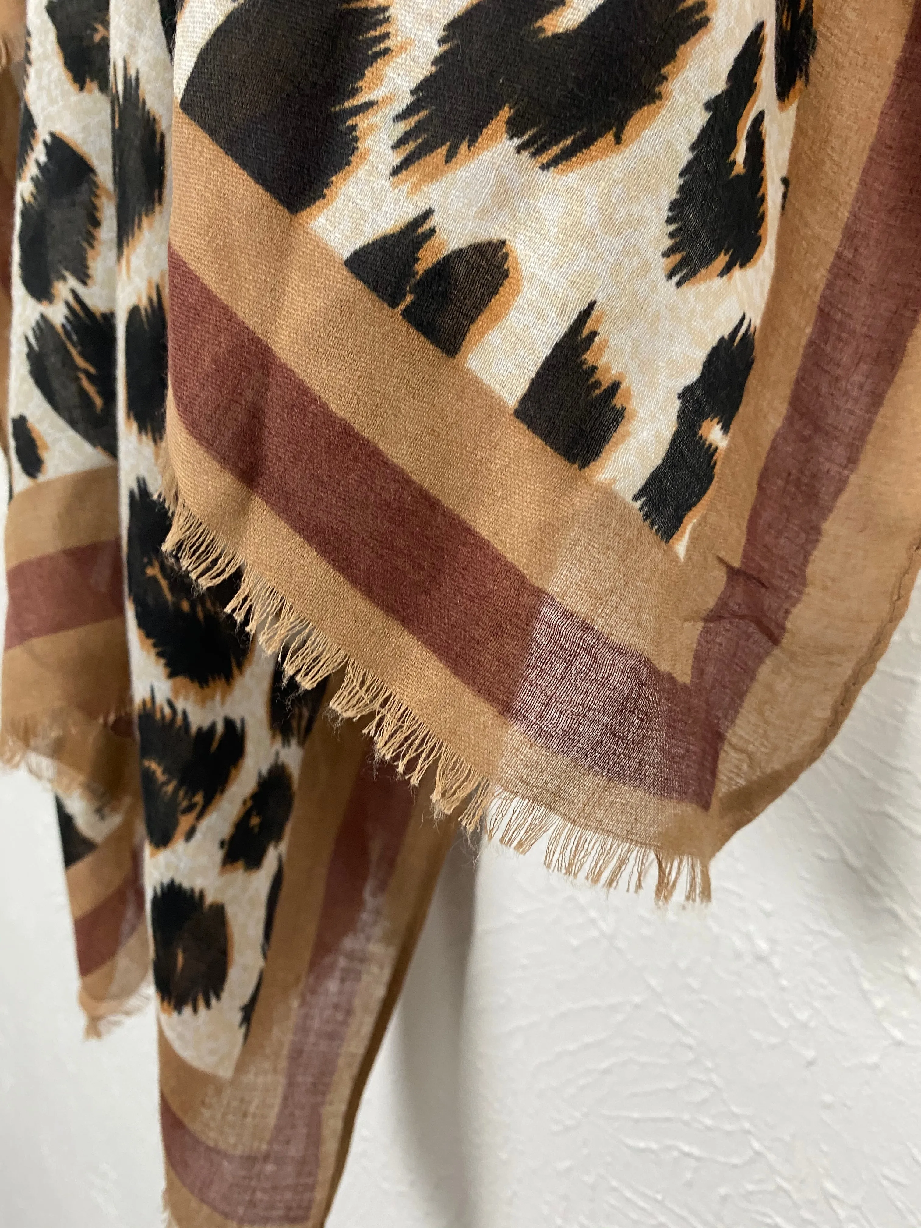 Twig & Arrow Leopard Print Open Shawl