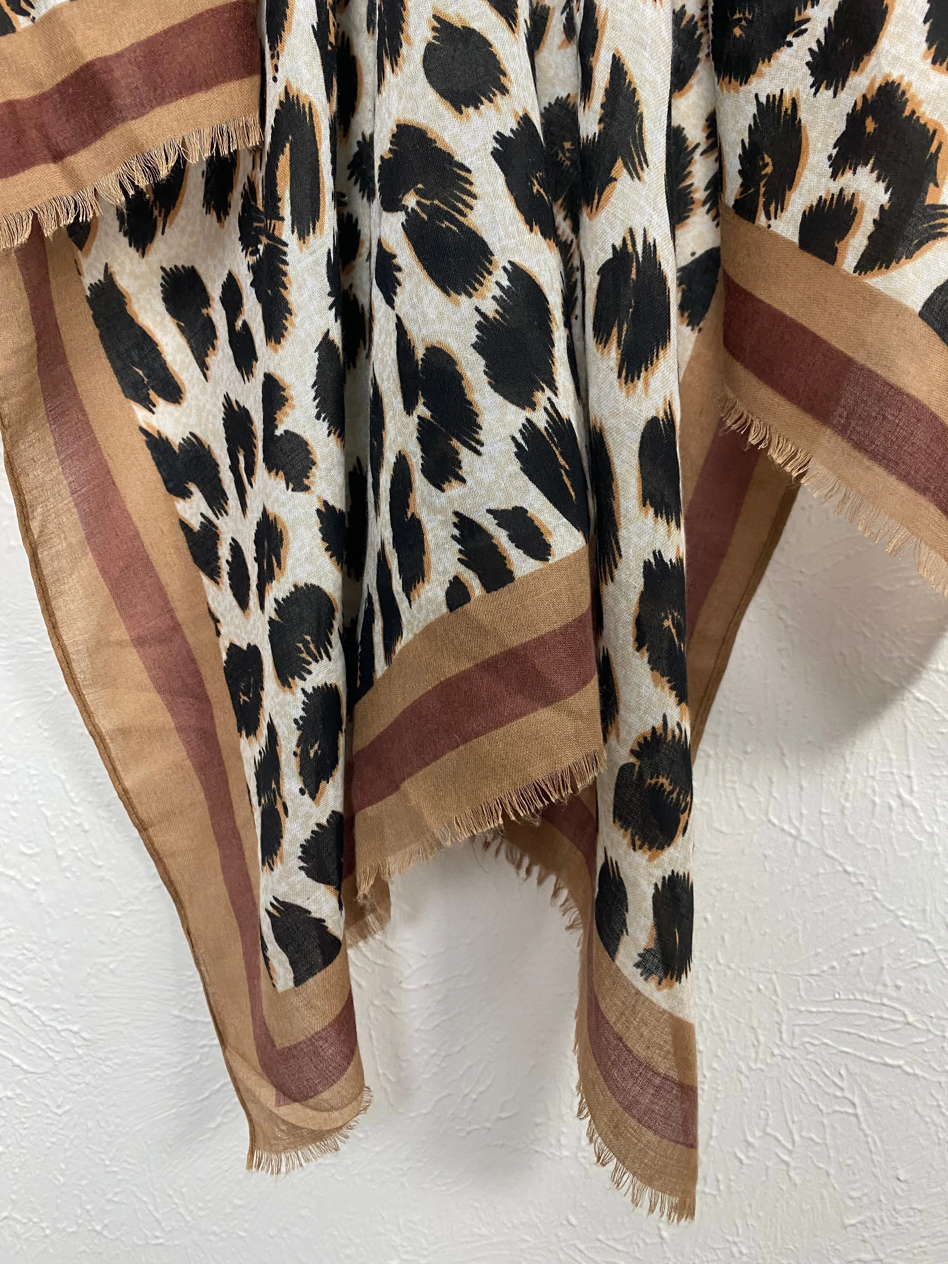 Twig & Arrow Leopard Print Open Shawl