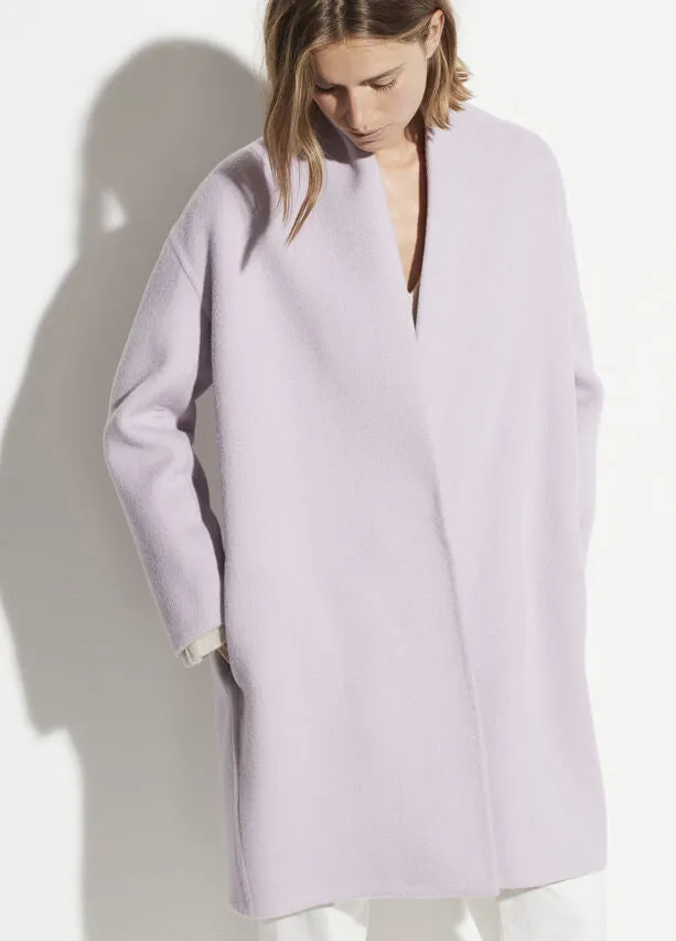 Vince - Collarless Coat in Lily Stone