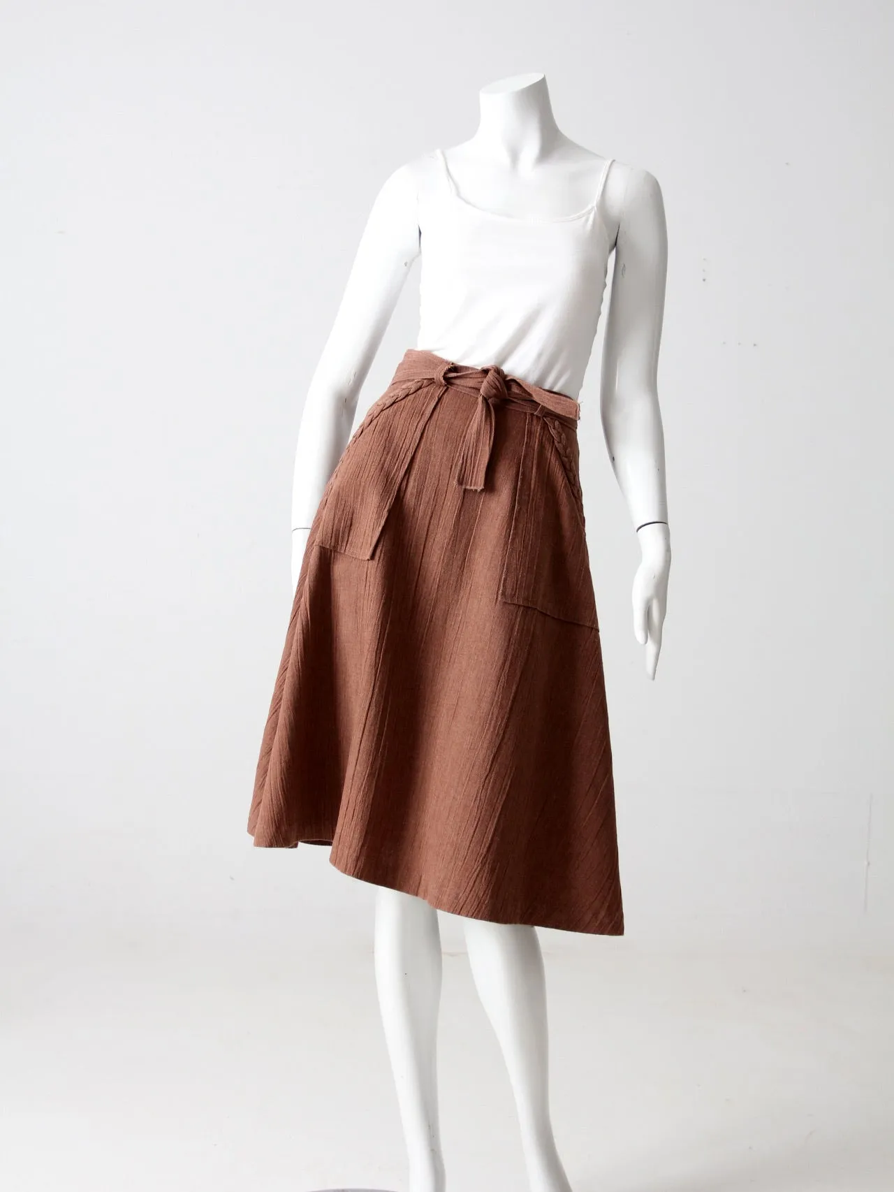 vintage brown skirt with pockets