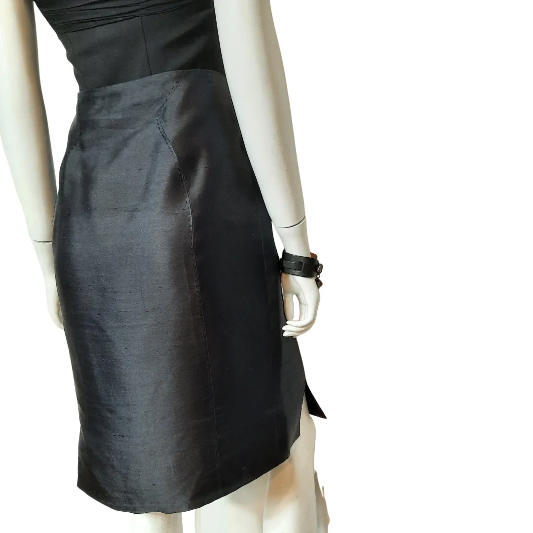 Vintage Chado Ralph Rucci Black Pencil Skirt Size 12