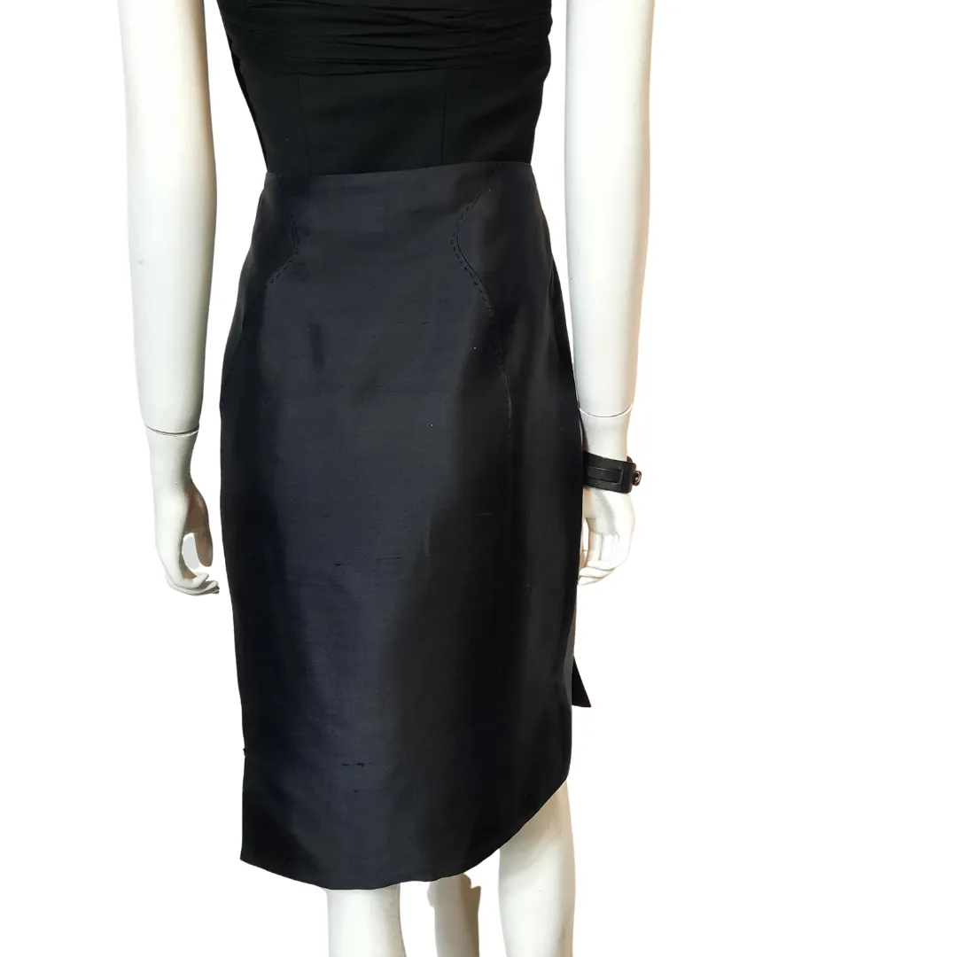 Vintage Chado Ralph Rucci Black Pencil Skirt Size 12