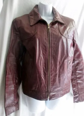 Vtg Womens JEAN PIERRE PARIS LEATHER jacket Moto Coat 38 / S BROWN Riding