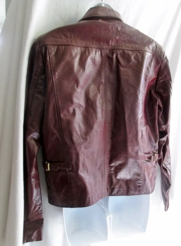 Vtg Womens JEAN PIERRE PARIS LEATHER jacket Moto Coat 38 / S BROWN Riding