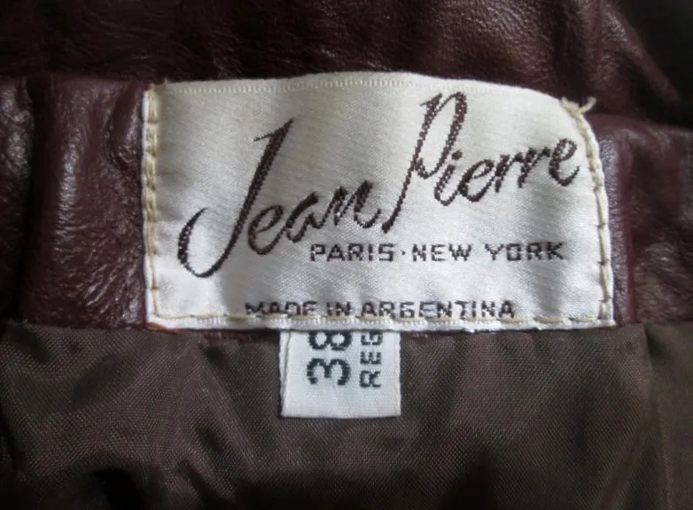 Vtg Womens JEAN PIERRE PARIS LEATHER jacket Moto Coat 38 / S BROWN Riding