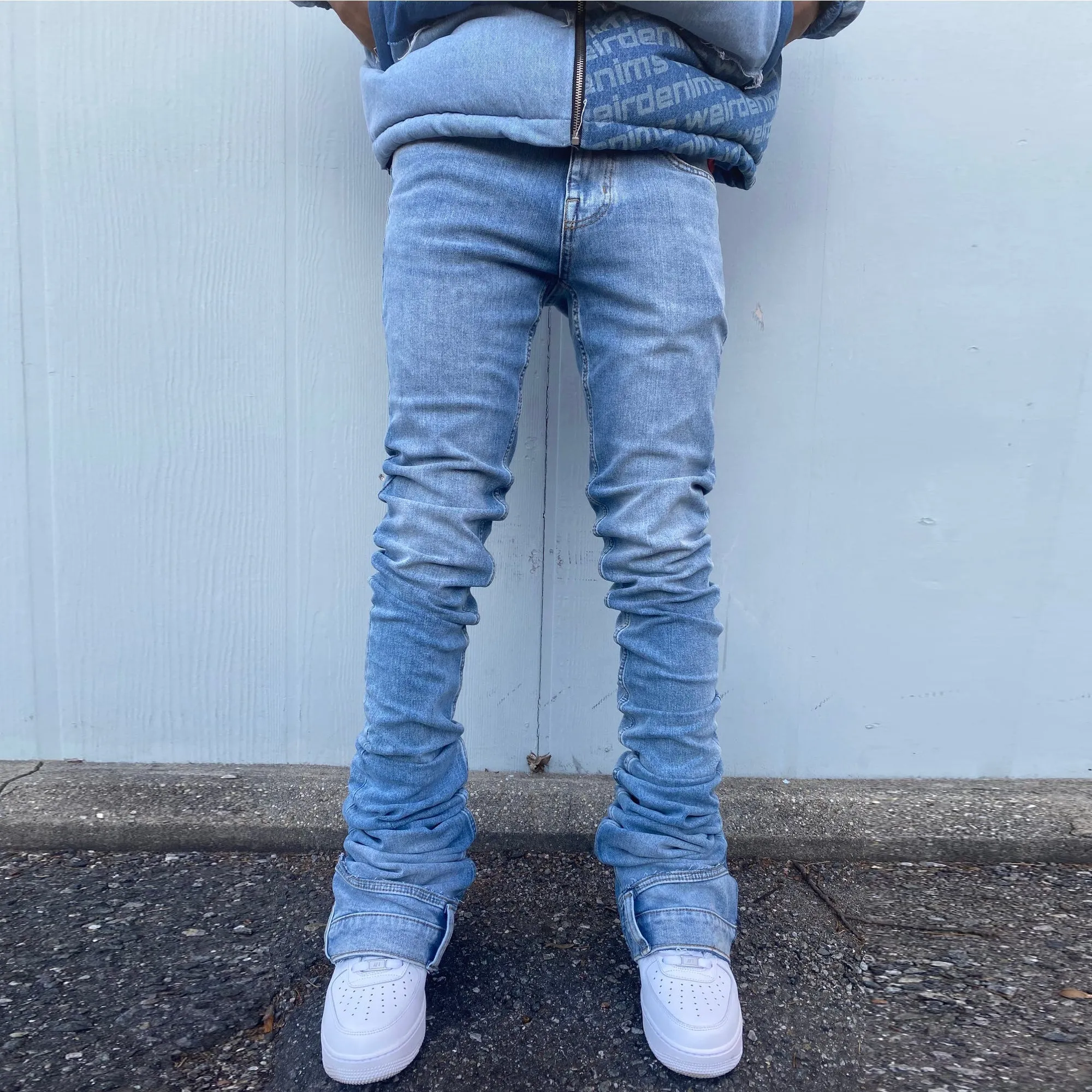 Washed Fashion Casual Street Style Denim Design Trousers