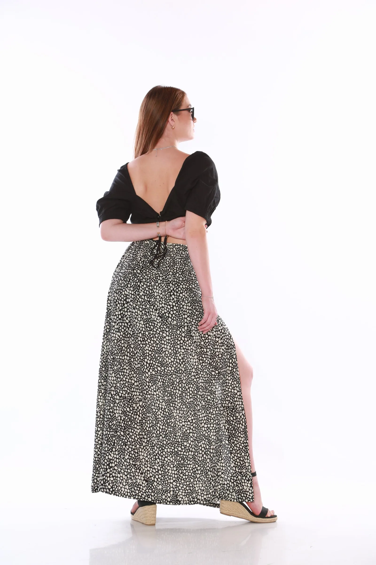 White fleck skirt - black