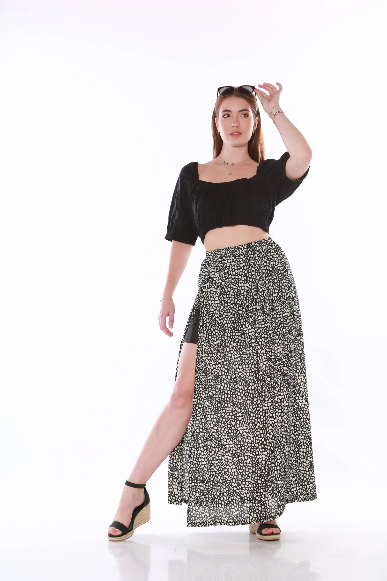 White fleck skirt - black