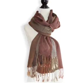 Wide Striped Handwoven Scarf - Shades of Brown