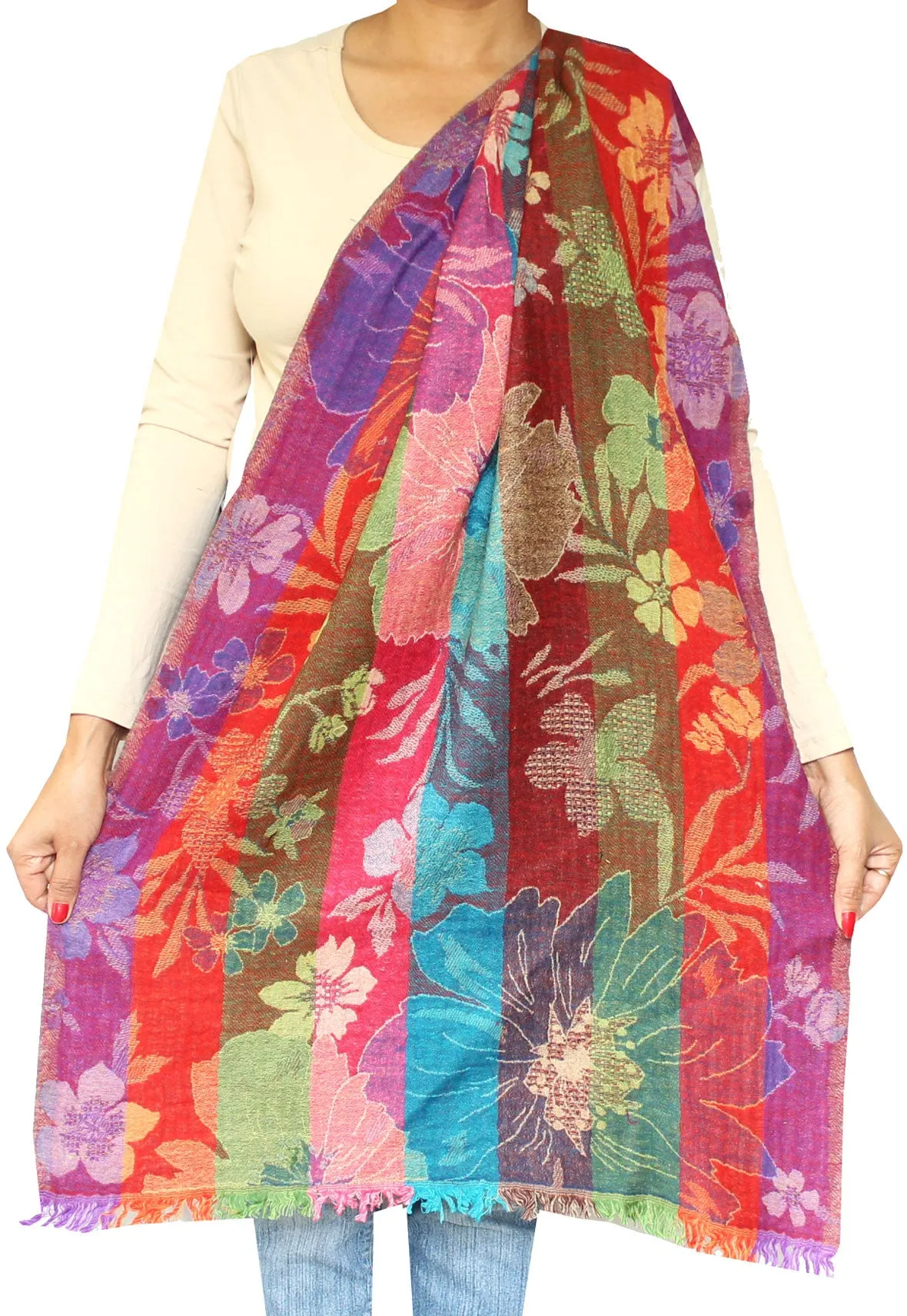 Womens Paisley Wool Shawl Wrap Gift India Clothes (76 x 26 inches)