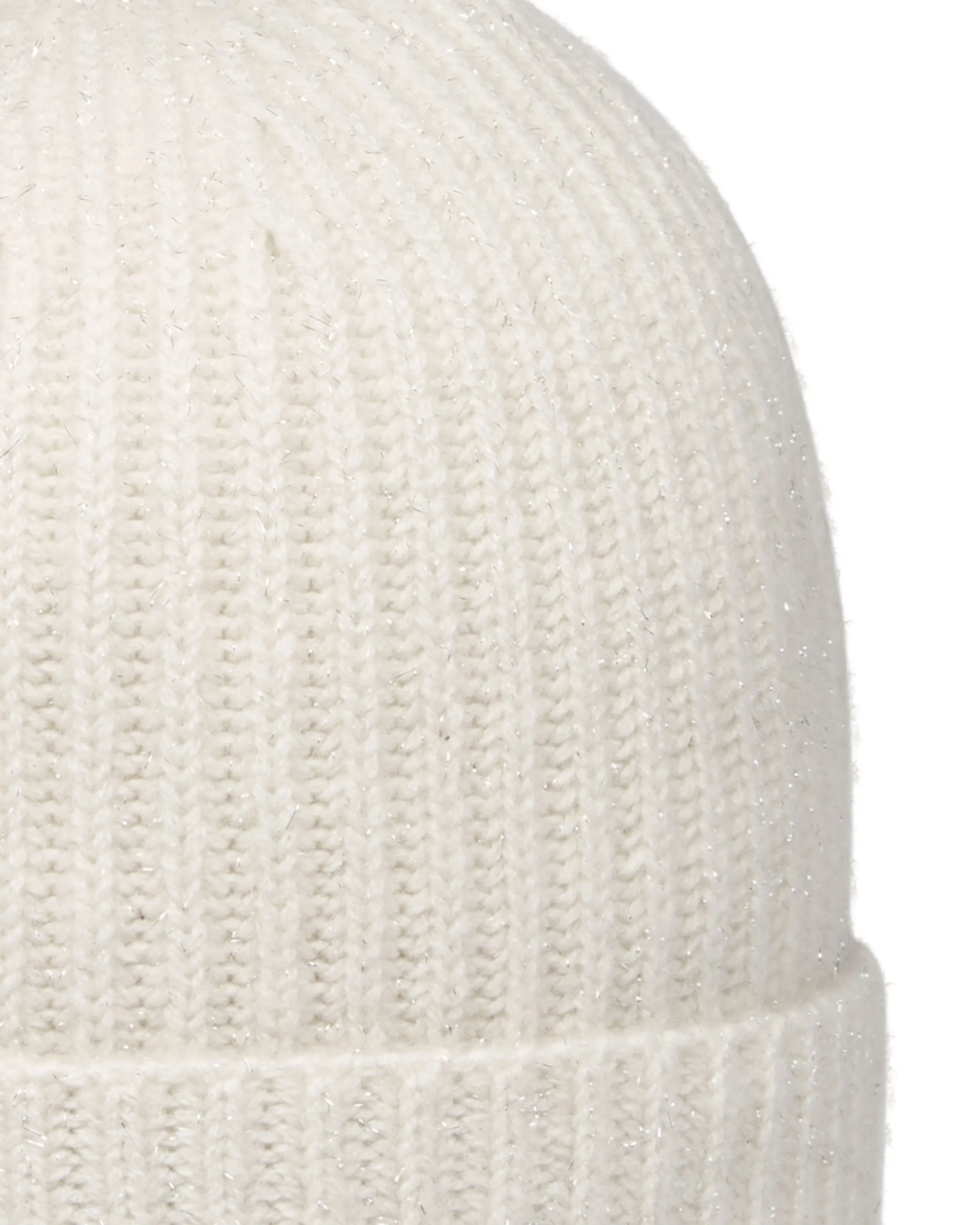 Women's Ribbed Cashmere Hat With Lurex Snow Grey Sparkle