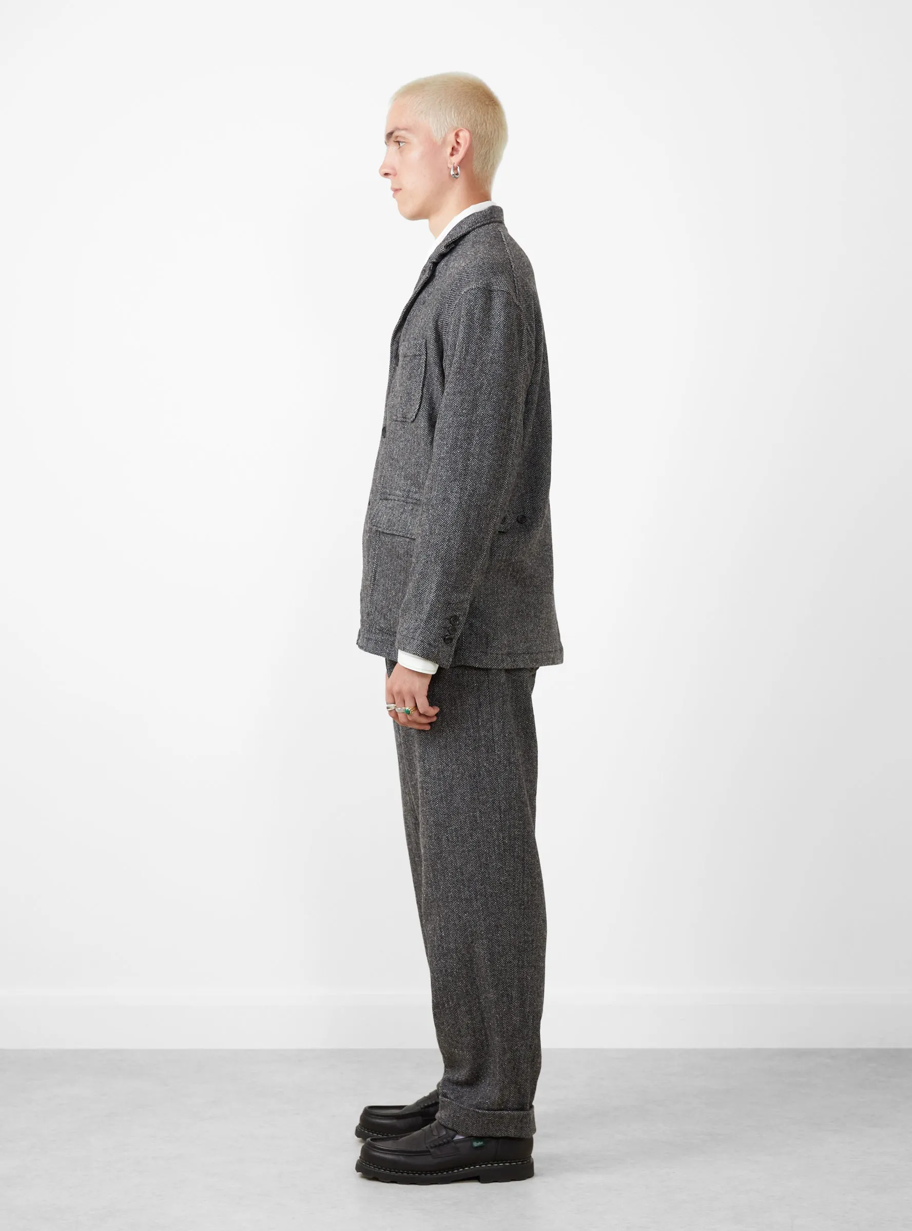 Wool Herringbone Carlyle Pant Grey