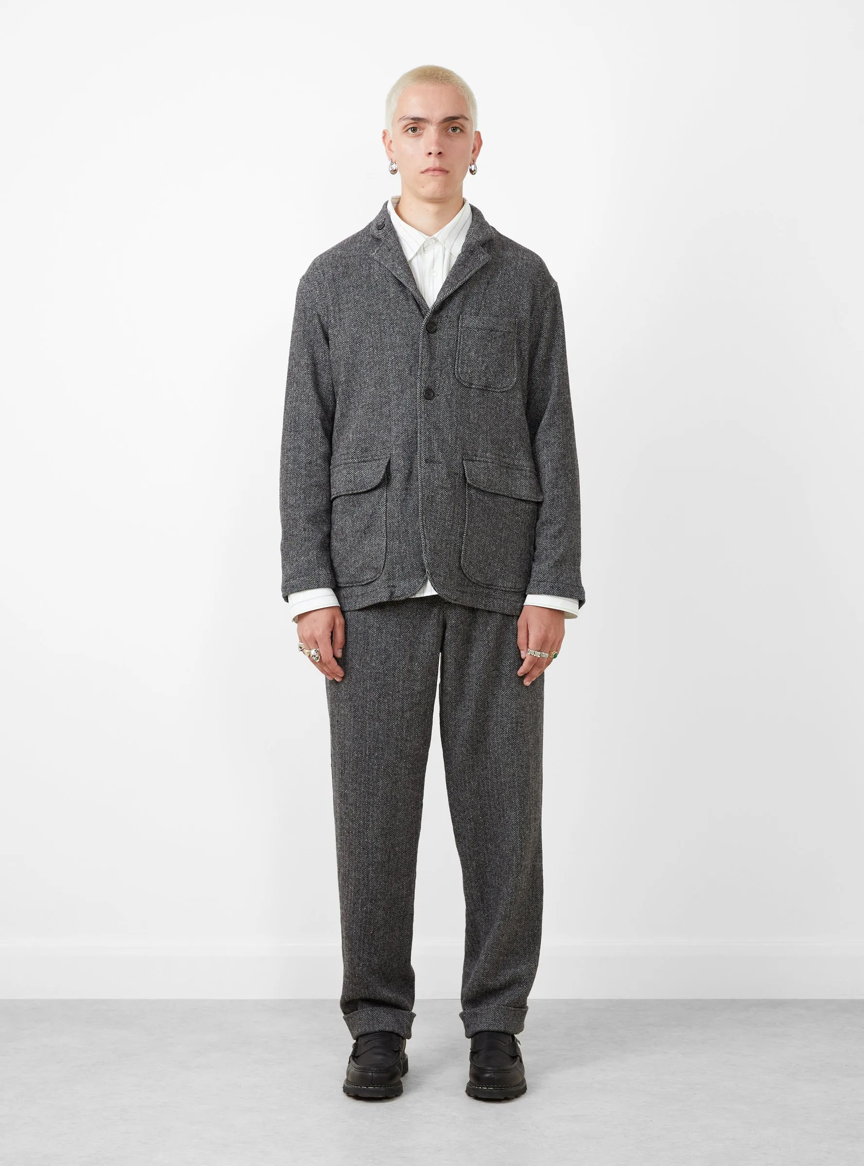 Wool Herringbone Carlyle Pant Grey