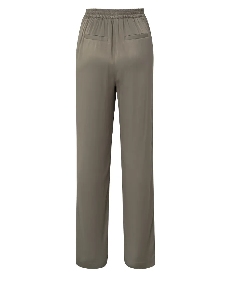 Yaya Clay Pebble Grey Satin Trousers