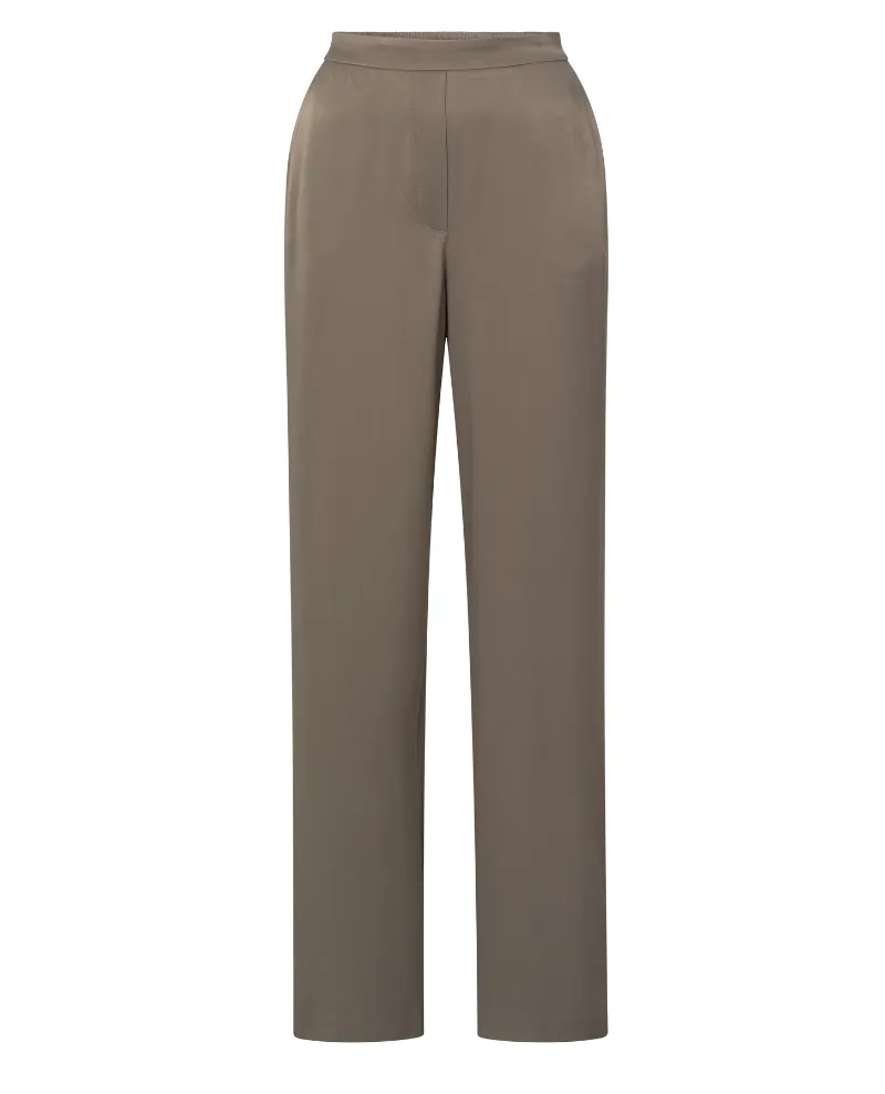 Yaya Clay Pebble Grey Satin Trousers