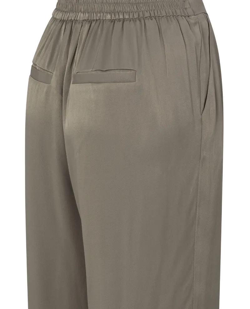 Yaya Clay Pebble Grey Satin Trousers