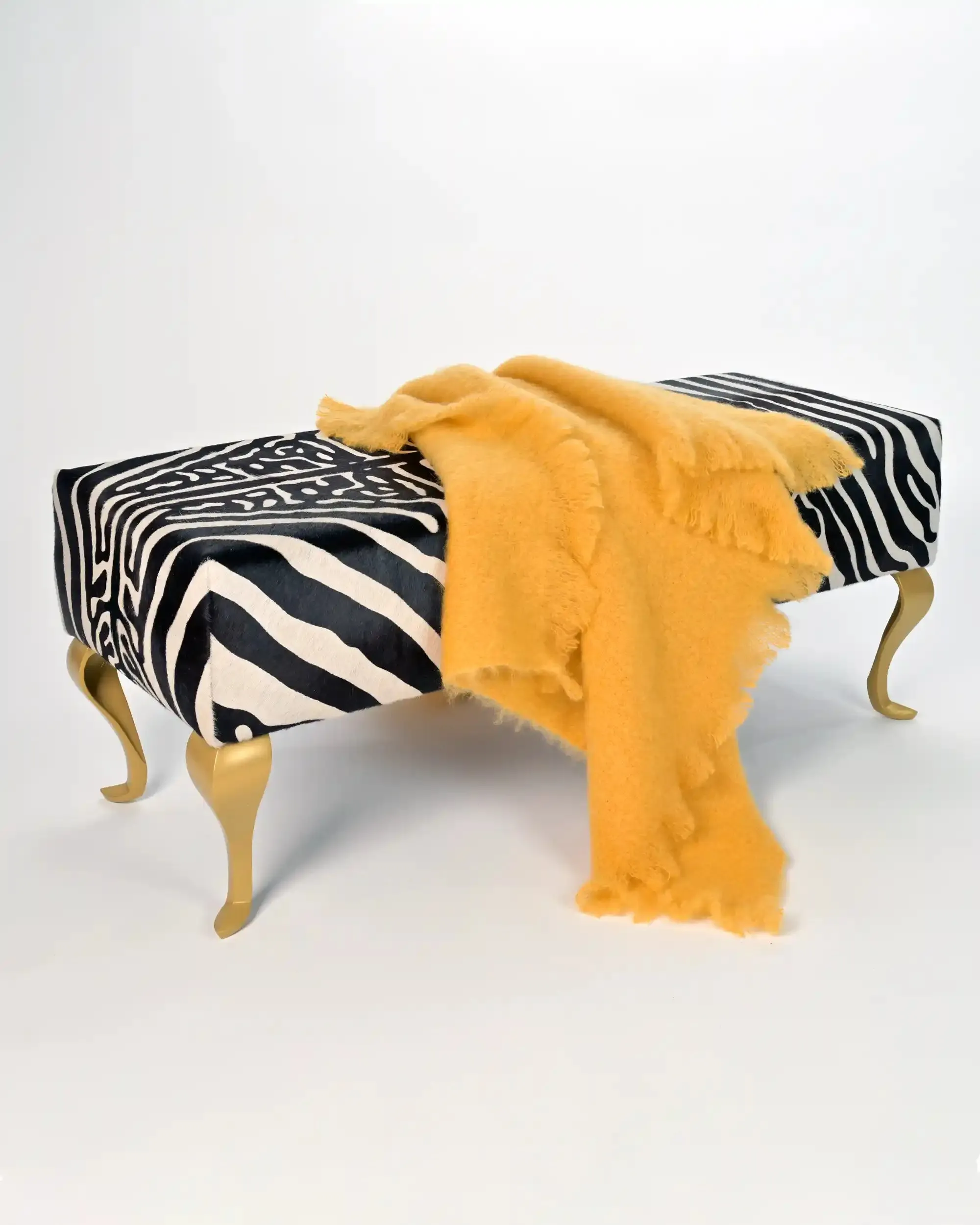 Yellow Ochre Mohair Throw Blanket