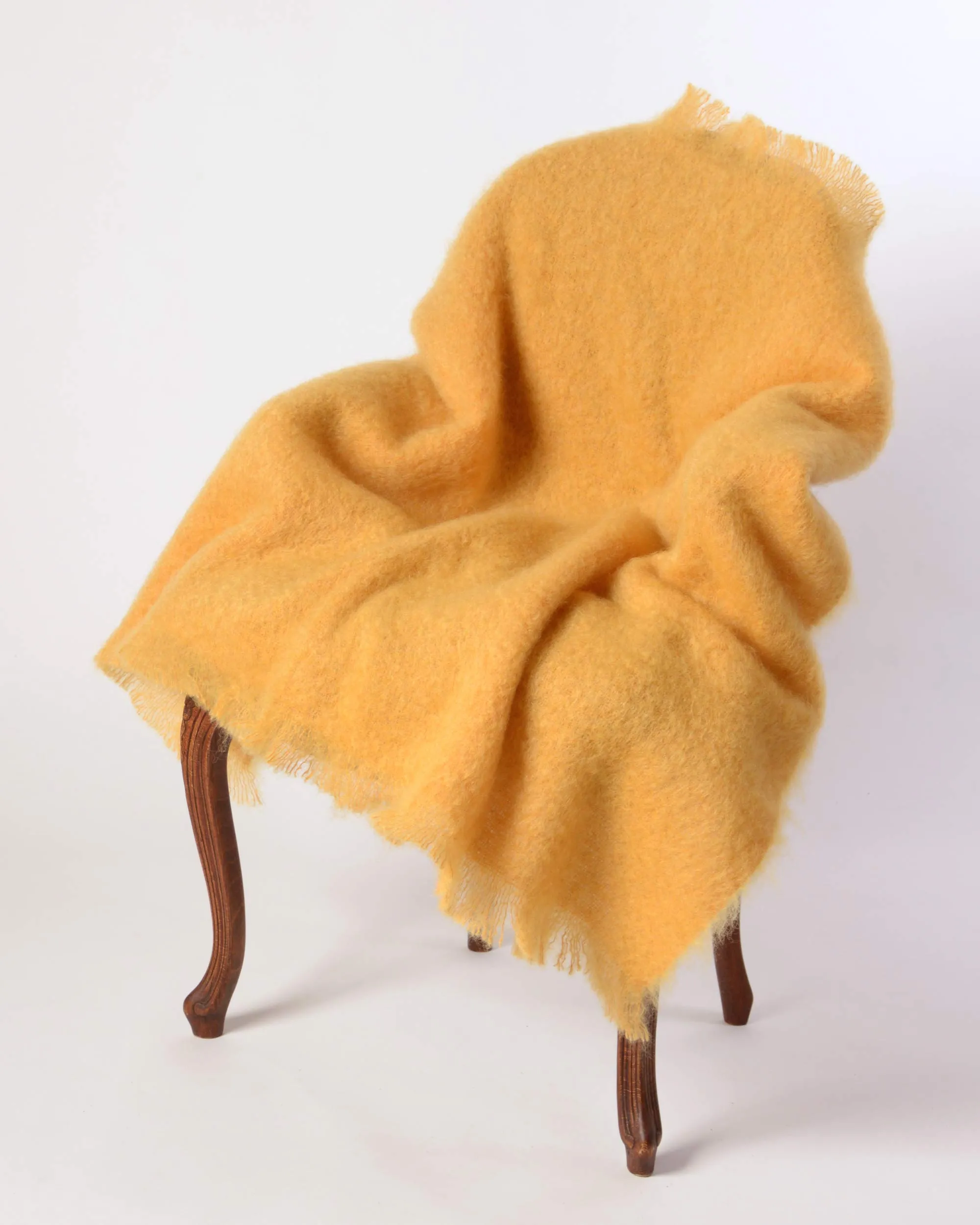 Yellow Ochre Mohair Throw Blanket