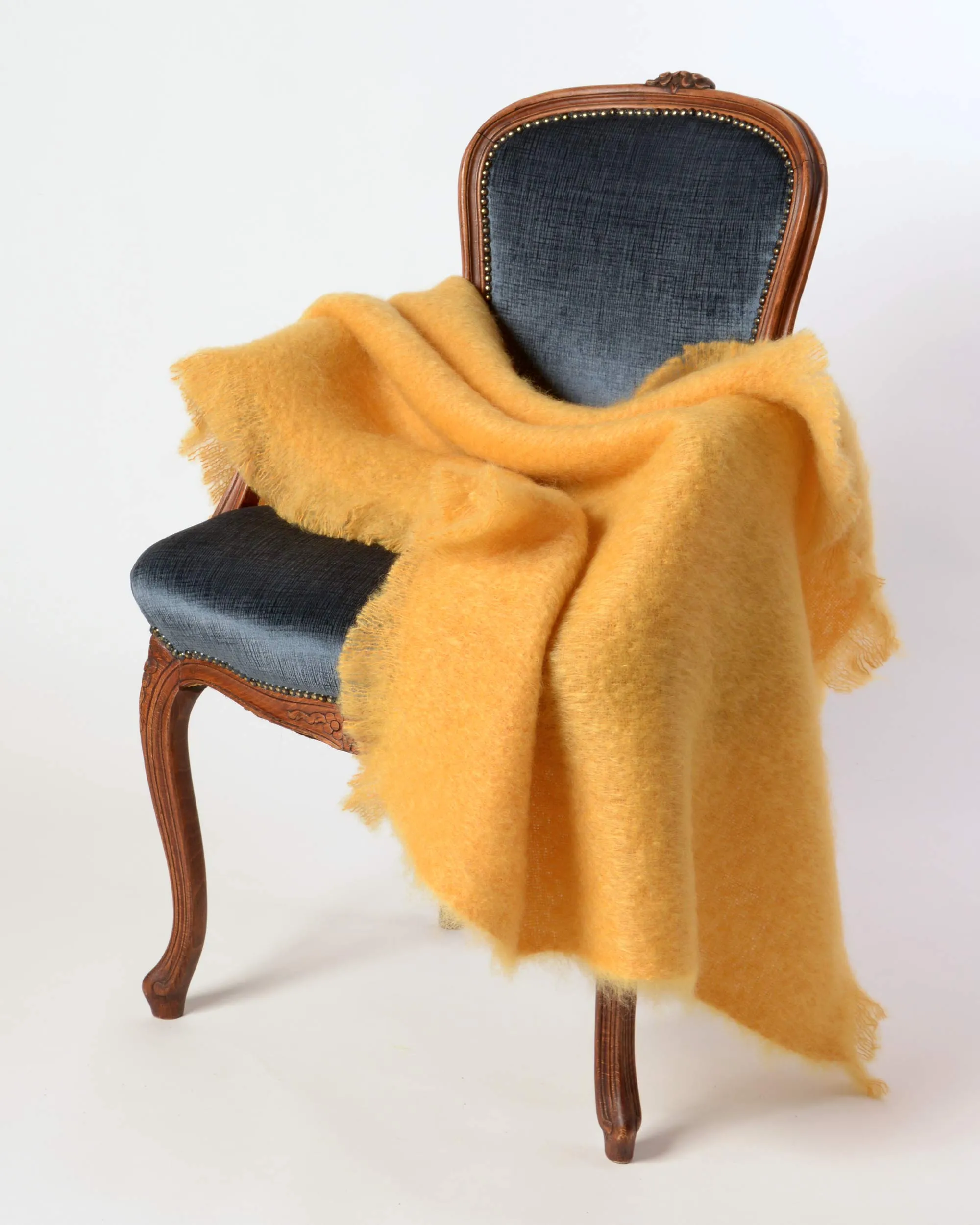 Yellow Ochre Mohair Throw Blanket