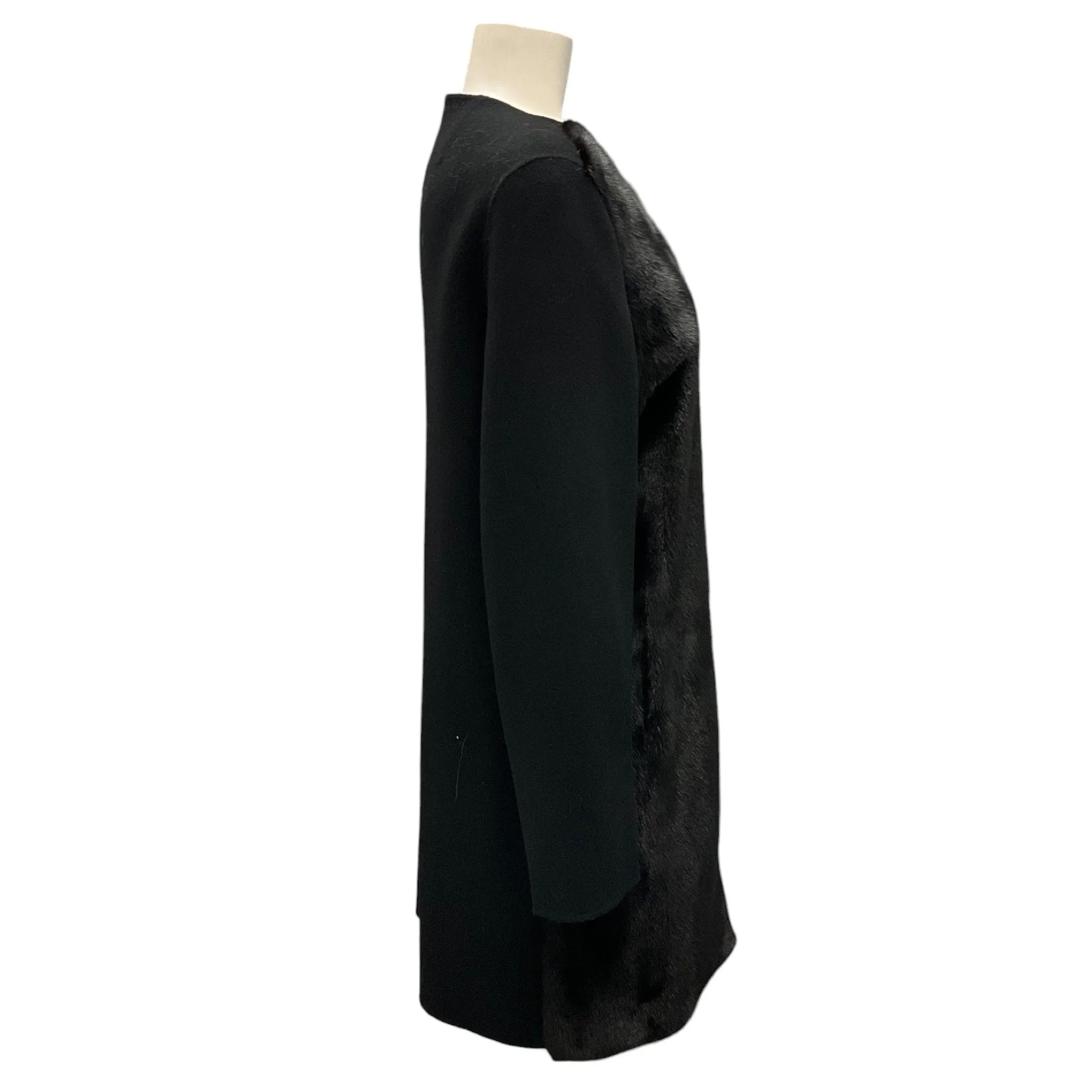 Yves Salomon Black Mink Fur and Wool Coat